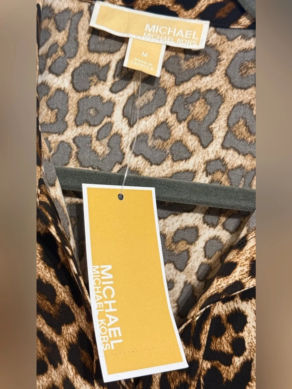 Michael Kors Leopard Print Button-Down Shirt - Brown/Black/Cream